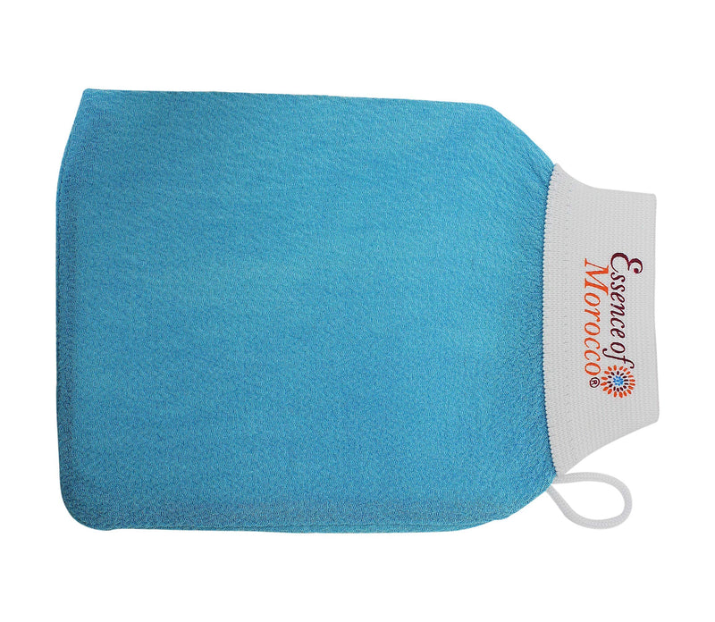 [Australia] - Moroccan Exfoliating Kessa Glove Blue Hammam Exfoliation Scrubbing Mitt Spa Scrub Made in Morocco Premium Quality (Triple Pack) Pack of 3 