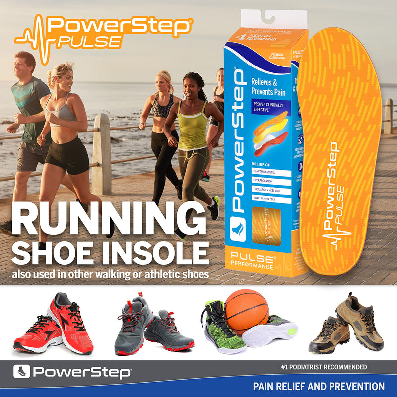 [Australia] - Powerstep Insoles, PULSE Performance, Running Shoe Pain Relief Insert, Athletic Arch Support Orthotic, Women and Men Men's 7-7.5 / Women's 9-9.5 Orange/Orange 