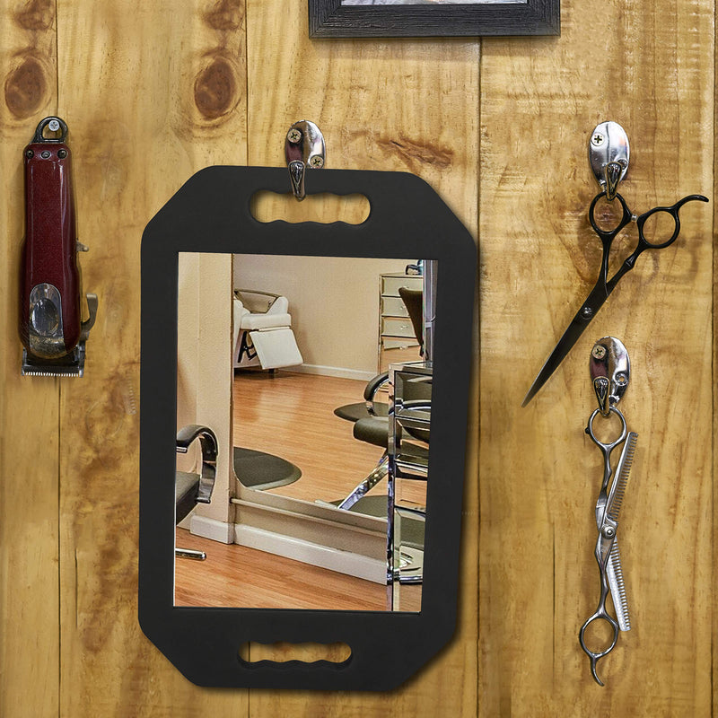 [Australia] - Kurtzy Lightweight Handheld Hairdressing Mirror - Black Foam Handle Mirror for Barbers, Salons and Beauticians - Double Handle Mirror - Viewing Mirror for Back of Head Haircuts 