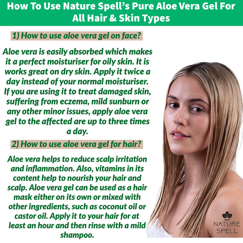 [Australia] - Nature Spell Aloe Vera Gel 99% Pure 200ml – Soothing & Hydrating - For All Hair & Skin Types - Made In The UK, 100% Vegan 