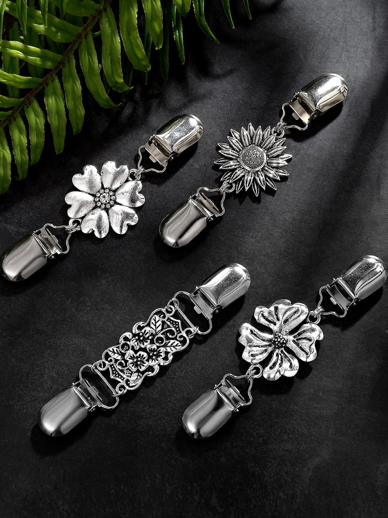 [Australia] - 4 Pieces Vintage Sweater Shawl Clips Retro Cardigan Collar Clips Dress Shirt Brooch Clips for Women Girls Wearing, 4 Styles Charming Style 
