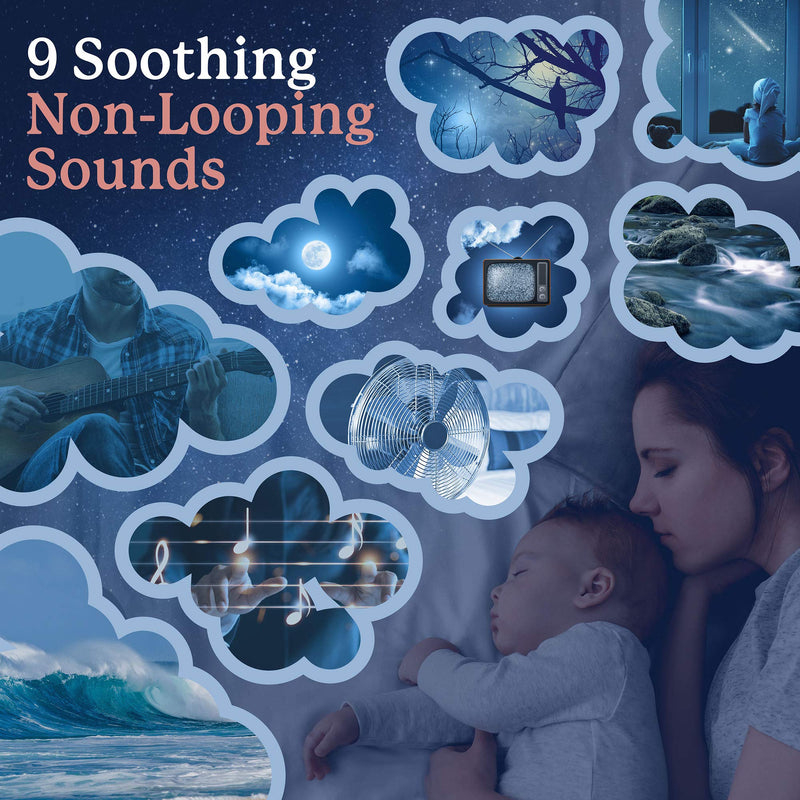 [Australia] - Plug in White Noise Sound Machine with Adjustable Kids Night Light for Sleeping, 9 Non-Looping Sounds, Timer, Volume Control & Headphone Jack | Portable Noise Maker for Adults & Baby, Home, Office 