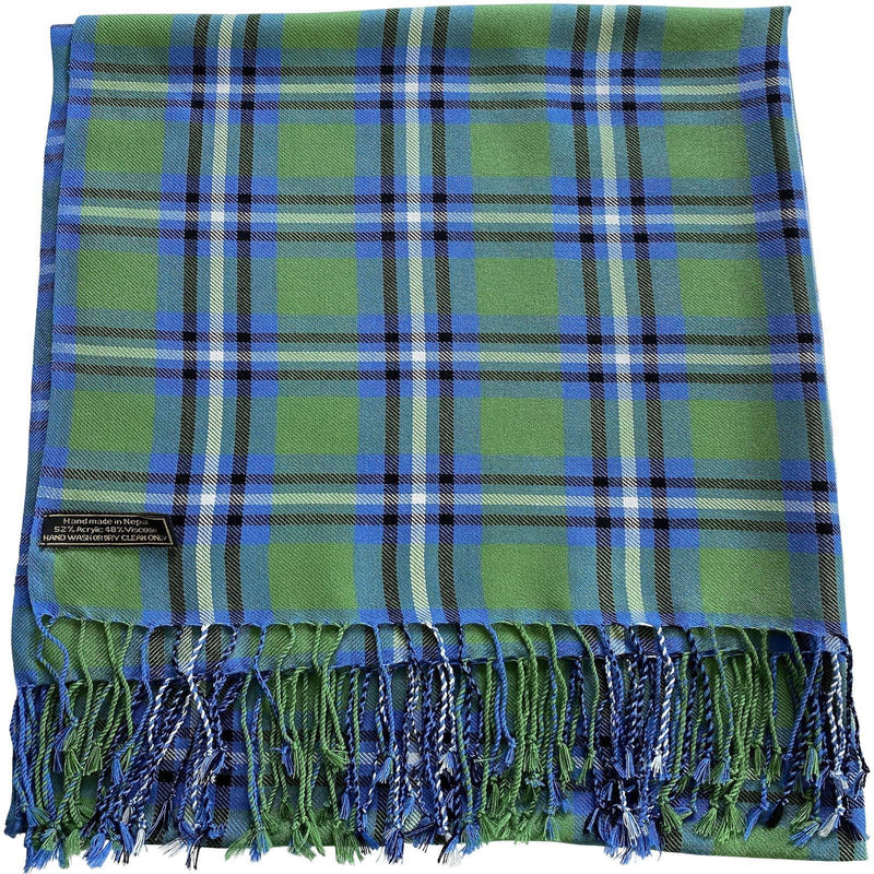 [Australia] - CJ Apparel Tartan Design Nepalese Tassels Shawl Seconds Scarf Wrap Stole Throw Head Wrap Face Cover Pashmina NEW Green 