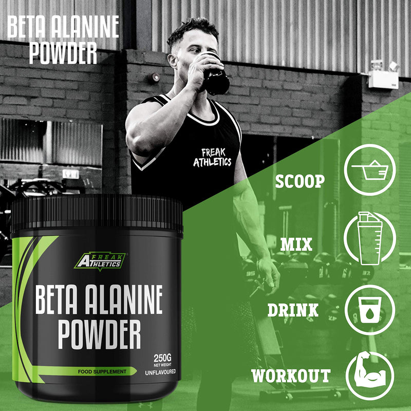 [Australia] - Beta Alanine Powder 250g by Freak Athletics - Premium Beta Alanine Supplement for Strength & Endurance - Suitable for Men & Women - UK Made 
