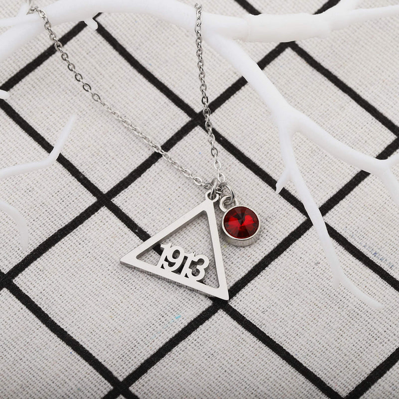 [Australia] - BAUNA Delta Sigma Theta 1913 Necklace Red Rhinestones DST Necklace Jewelry for Sorority Girls 