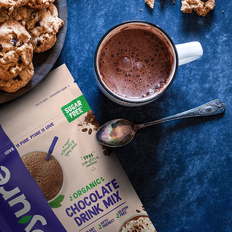 [Australia] - Organic Chocolate Drink Mix with Cocoa by Pyure | Sugar-Free, Keto, 1 Net Carb | 7.23 Ounce 
