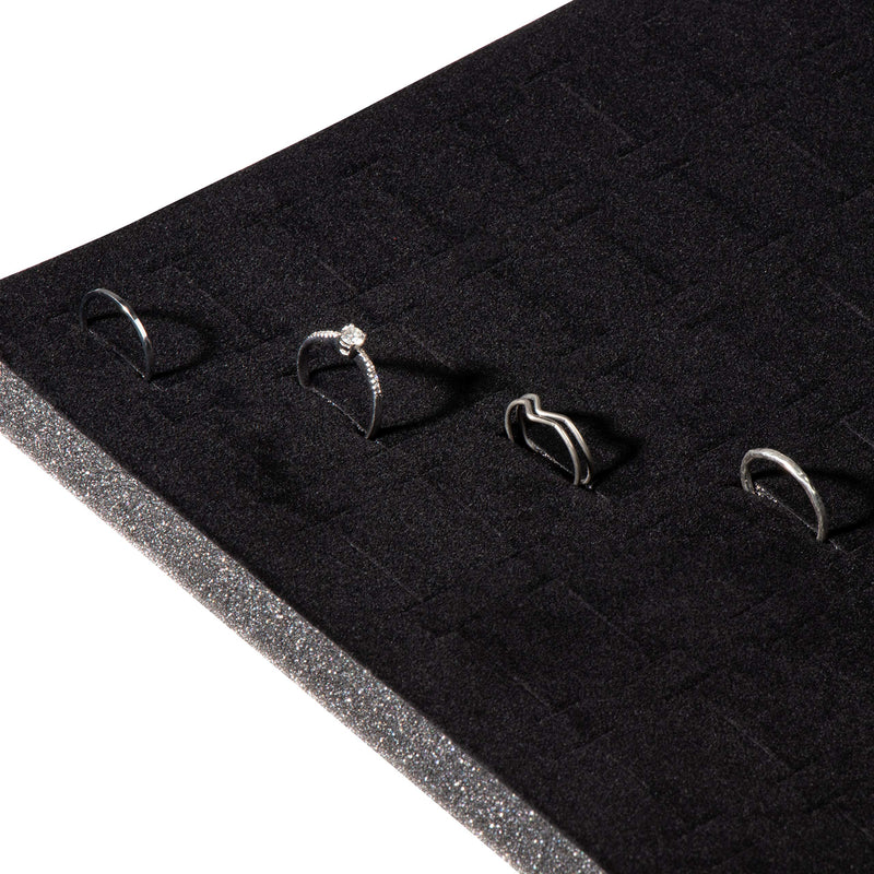 [Australia] - Ring Pad - 5-Pack Velvet Ring Display Tray, Ring Box Insert, Case, Ring Foam, Jewelry Tray Insert, for Accessory Storage, Show, Retail, Shop, Home, Counter Top, 100 Slot, Black, 13.4 x 9 x 0.5 Inches 
