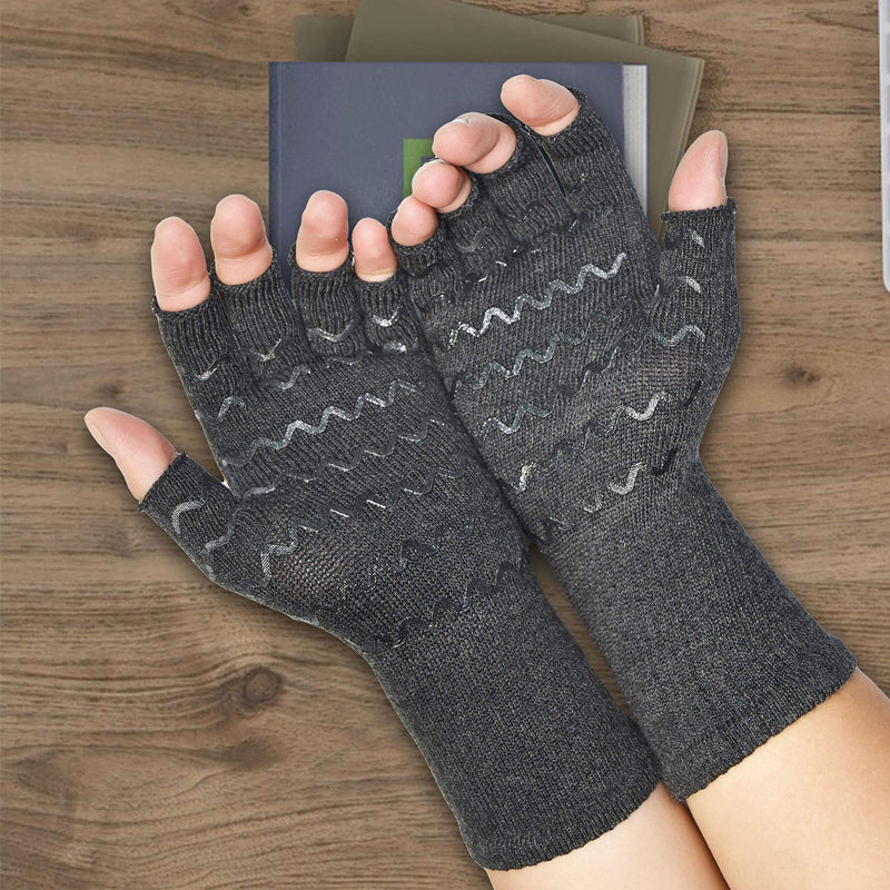 [Australia] - Vital Salveo-Fingerless Compression Arthritis Gloves-Relieve Pain Carpal Tunnel Computer Typing for Men and Women Daily Support (1 Pair)-Dark Grey-S/M Dark Grey Small/Medium (1 Pair) 