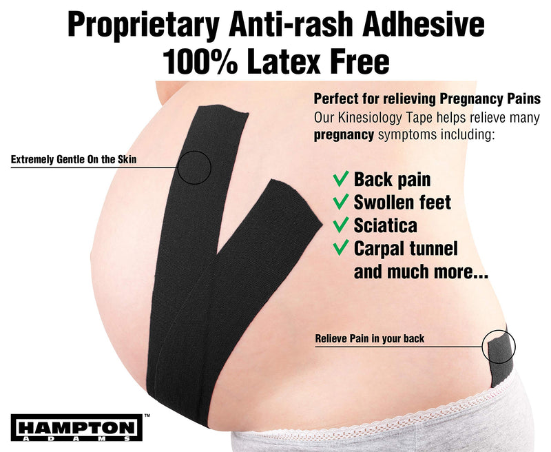 [Australia] - (2 Pack) Kinesiology Tape for Physical Therapy Sports Athletes – Latex Free Elastic, 16ft Water Resistant Kinetic Uncut Kinesiology Tape for Knee Pain, Elbow & Shoulder Muscle - Black 2 Count (Pack of 1) 