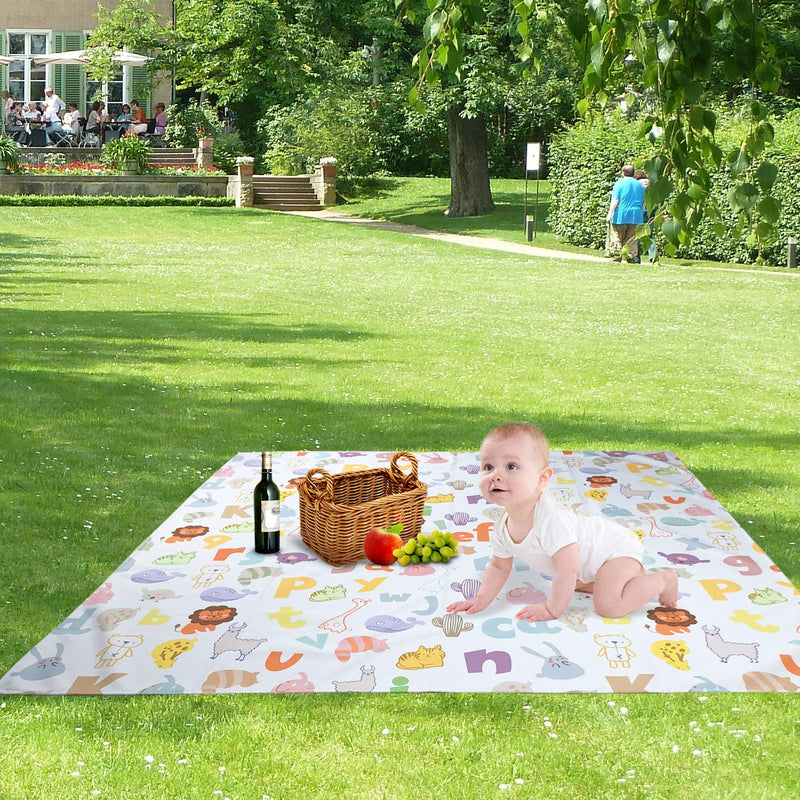 [Australia] - Large Splat Mat for Under High Chair/Arts/Crafts, Womumon Washable Spill Mat Waterproof Anti-Slip Floor Splash Mat, Portable Play Mat and Table Cloth (Alphabet, 130x130cm) Alphabet 