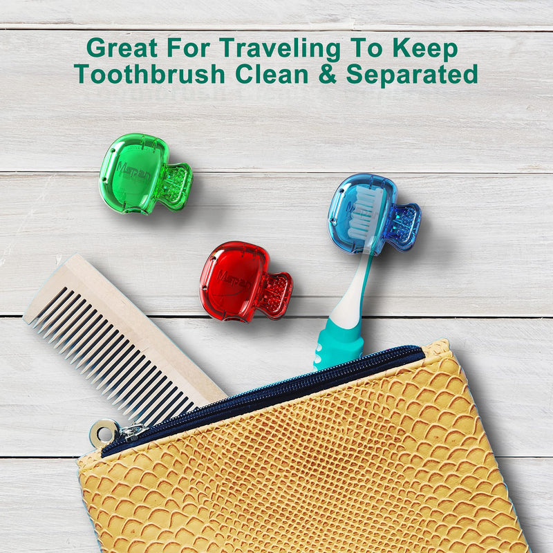 [Australia] - Mspan Toothbrush Head Cover Cap: Toothbrush Protector Brush Pod Case Protective Plastic Clip Bathroom Cool Stuff for Household Travel Blue, Red, Green, Black 