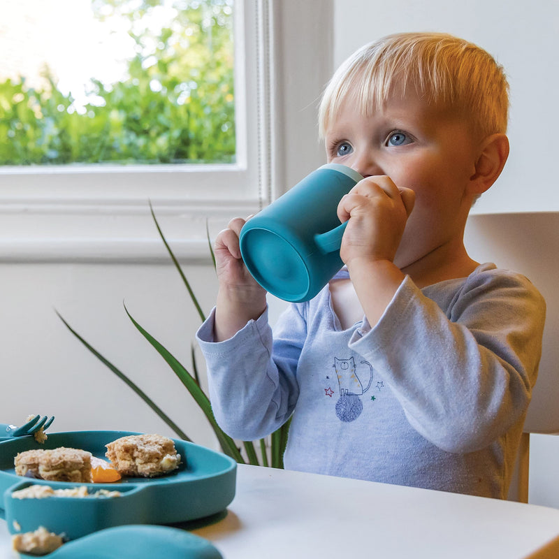 [Australia] - TUM TUM 3 Way Silicone Baby Training Cup, Designed with Feeding & Speech Therapist, Free Flow Baby Straw Cup, Sippy Cup Toddler Cup, Silicone Free Flow Baby Cup, 6 Months Plus, 180ml, Blue 