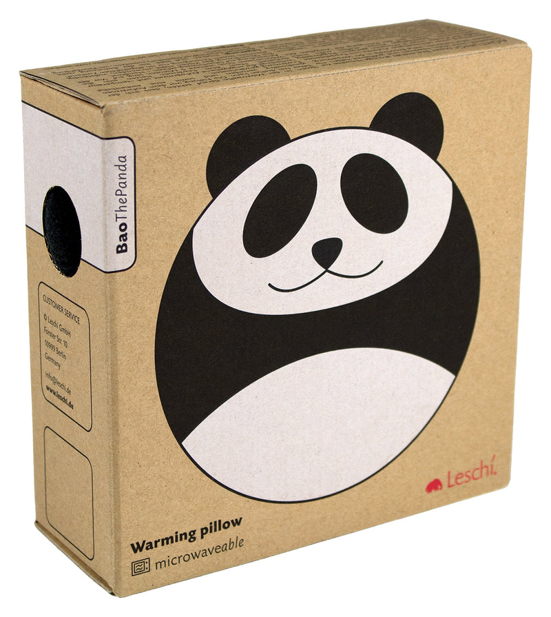 [Australia] - Leschi Wheat Bag microwavable, unscented/Heat Pack for Stomach and Lower Back/Animal: Panda Bao, Black White Midnight / Midnight 