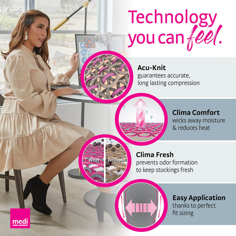 [Australia] - medi Sheer & Soft for Women, 15-20 mmHg, Thigh w/ Lace Top-Band, Closed Toe - Natural, II, Standard 2 