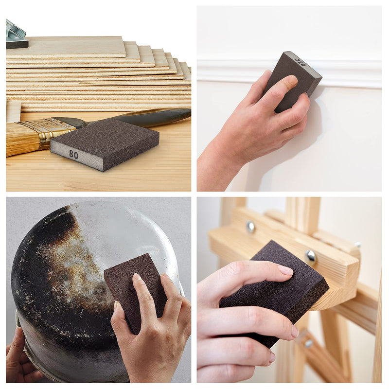 [Australia] - Bates- Sanding Sponge, 4 Pack, 60/80/120/220 Grit Assortment, Sanding Block, Washable and Reusable, Sandpaper Block, Sanding Blocks for Wood, Drywall Sanding Block, Sanding Sponges Variety Pack. 