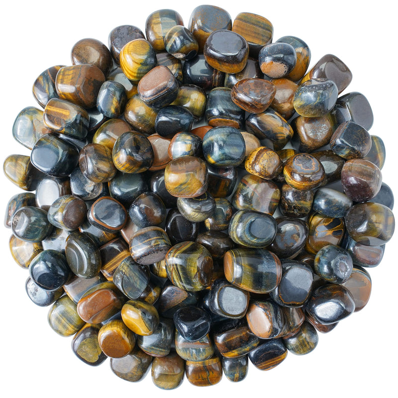 [Australia] - Crocon blue tiger eye tumble stones Set Pocket Crystal Healing gemstones Tumble Collection palm stone Good Luck Charm Gift Craft Home Decor Size: 20-25 mm 1 LB 