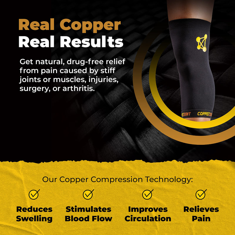 [Australia] - Knee Compression Sleeve by CopperJoint - Knee Support for Women & Men - Breathable Copper Infused Nylon - Non-Slip Design - For Pain Relief, Recovery, Swelling & Circulation – Single Sleeve Only Medium 