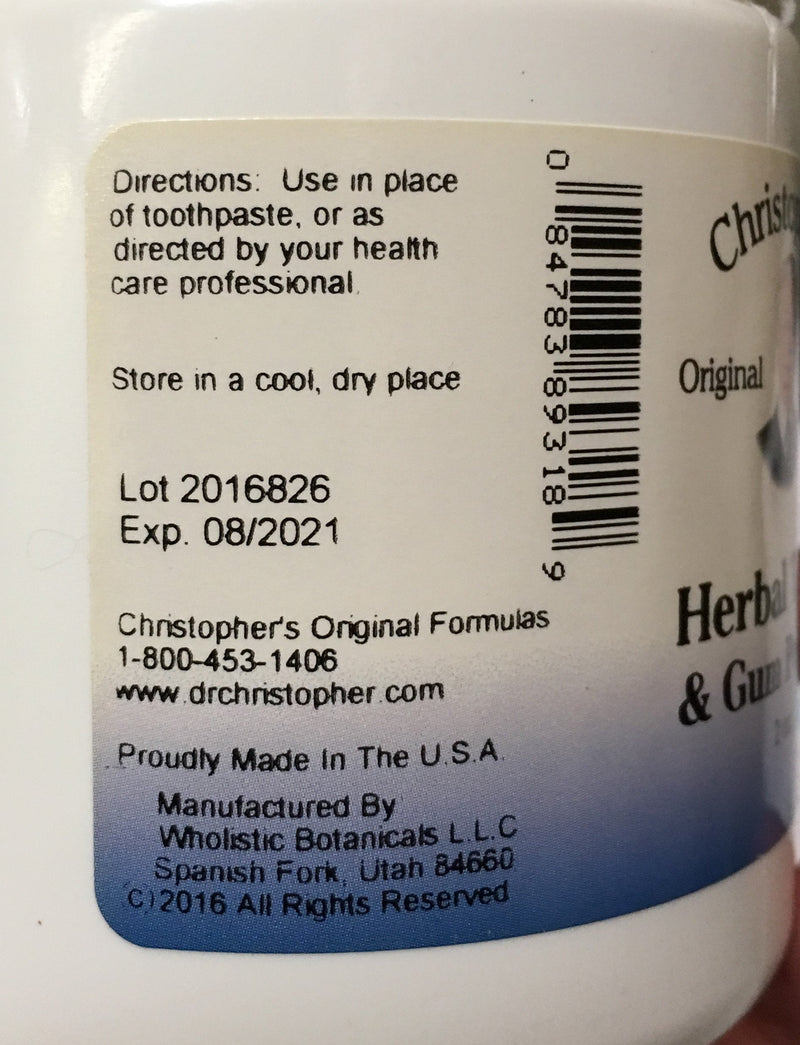 [Australia] - Christopher's Original Formulas Herbal Tooth and Gum Powder 2 Ounce (Pack of 1) 