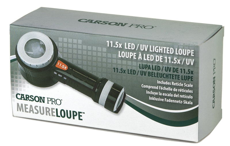 [Australia] - Carson PRO Series MeasureLoupe 11.5x LED and UV Lighted Loupe Magnifier with Reticle Scale and Storage Case (CP-45) 