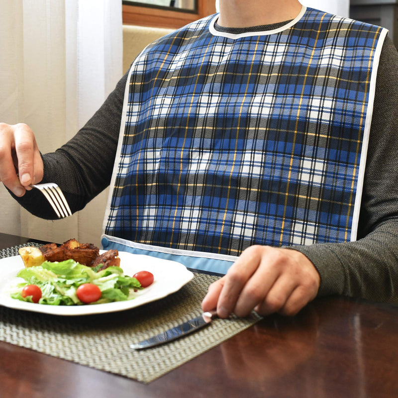 [Australia] - 3 Pack Adult Bibs with Crumb Catcher - Waterproof and Reusable Clothing Protectors for Elderly Men and Women 