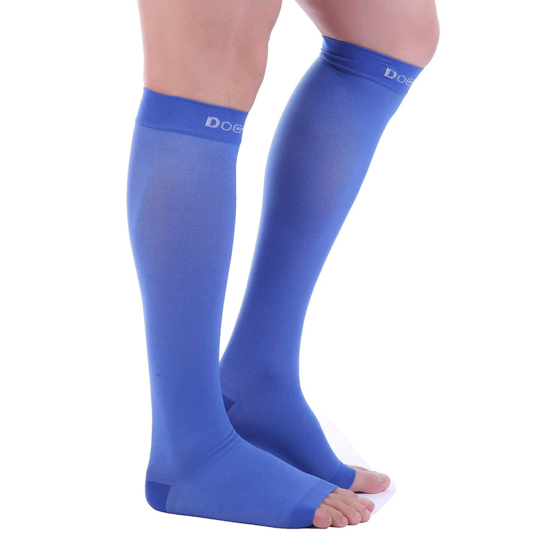 [Australia] - Doc Miller Open Toe Compression Socks 1 Pair 15-20 mmHg Firm Support Blue X-Large Tall 