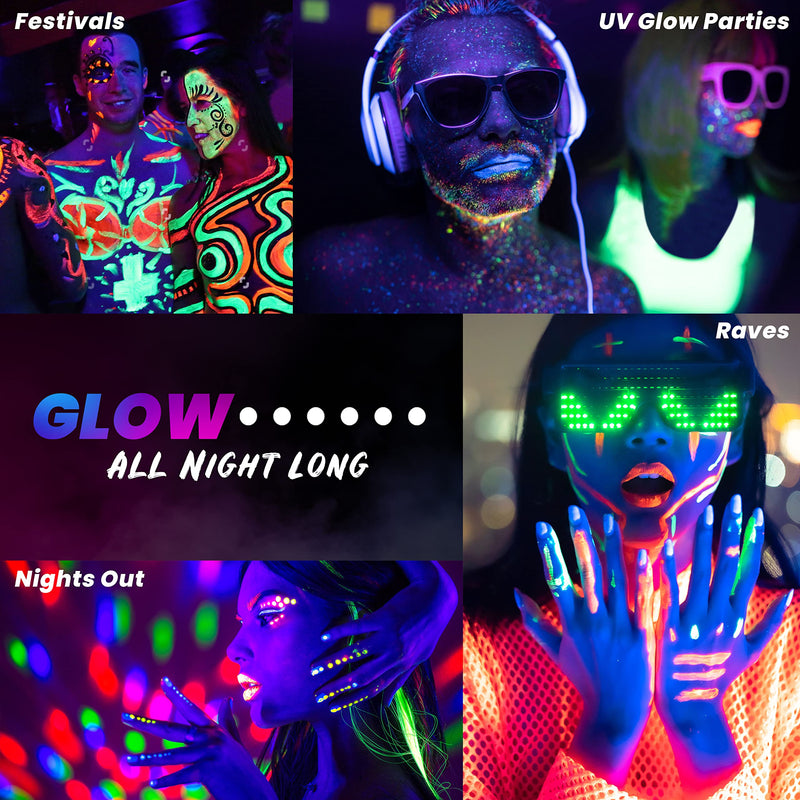 [Australia] - The Glowhouse UV Neon Face Paint and Body Paint Set (Pack of 6) Fluorescent Brightest Glow under UV! 
