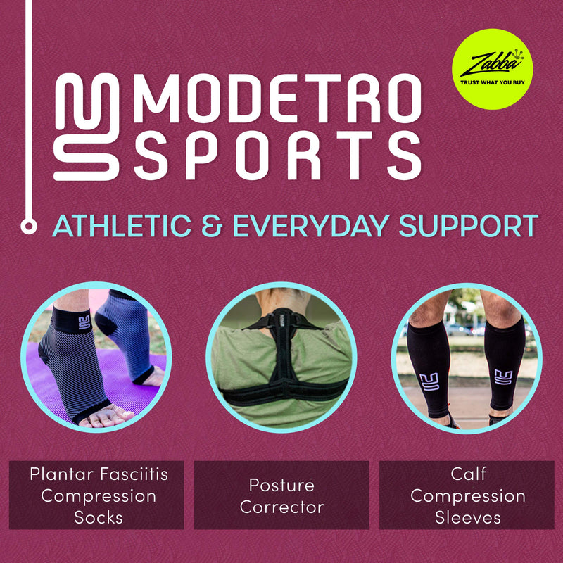 [Australia] - Modetro Sports Ankle Brace Compression Support Sleeve w/Free Ankle Strap-Achilles Tendon Support,Ankle Support for Ligament Damage L (1 Pair) Black 