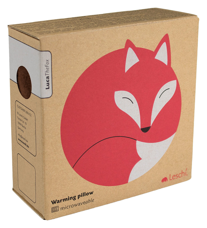 [Australia] - Leschi Wheat Bag microwavable, unscented/Heat Pack for Stomach and Lower Back/Animal: Fox Luca, Brown Chocolate / Midnight 