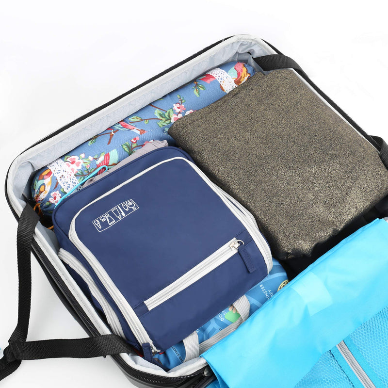 [Australia] - ASHARE Travel Toiletry Bag Makeup Cosmetic Bag for Men Women Travel Organizer Kit with Hanging Hook, Water-proof, Large Capacity, Blue 