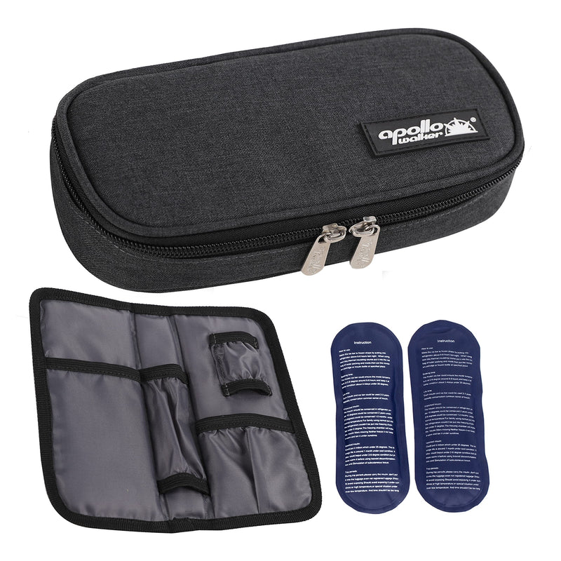 [Australia] - Apollo Walker Insulin Cooler Travel Case Diabetic Medication Cooler (Black) Black-small 