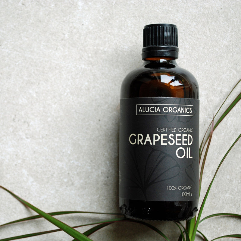 [Australia] - Alucia Organics Certified Organic Grapeseed Oil 100ml - Pure, Natural, Cold Pressed, Certified Organic, Vegan, Cruelty Free, for Skin, Face, Body, Hair, Massage 