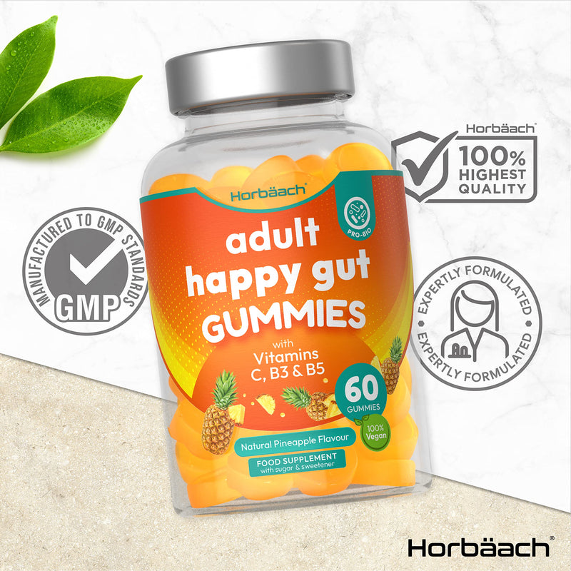 [Australia] - Probiotic Gummies | 2.25 Billion CFUs | Immune Support, Gut, Digestion & Energy | Multi-Strain: Lactobacillus casei + Vitamins C, B3, B5, B6 | Tropical Flavour | for Men & Women 