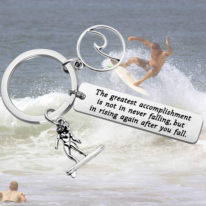 [Australia] - FUSTMW Surfer Gifts Surfing Keychain Inspirational Surfing Lover Gift Ocean Waves Charm Sport Pendant Surfer Girl Gift for Best Friends silver 