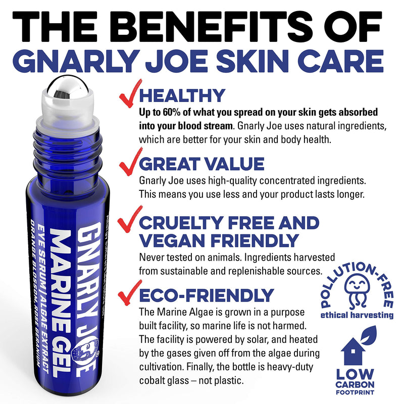[Australia] - Gnarly Joe Eye Serum for Men. Hyaluronic Gel with Cooling Rollerball Applicator. Rejuvenates Tired Eyes, Puffiness and Dark Circles (10 ml) 10 ml (Pack of 1) 