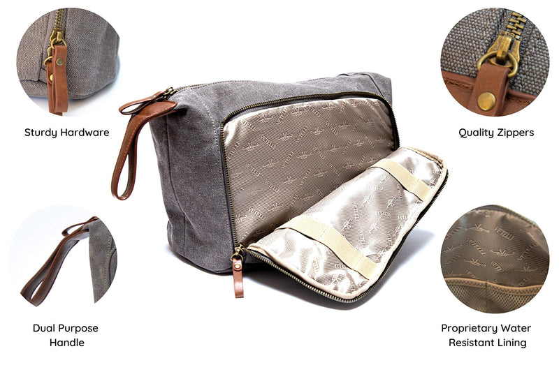 [Australia] - Vetelli Messner Vintage Canvas Toiletry Bag, Travel In Style, Waterproof Canvas Dopp Kits, Durable 