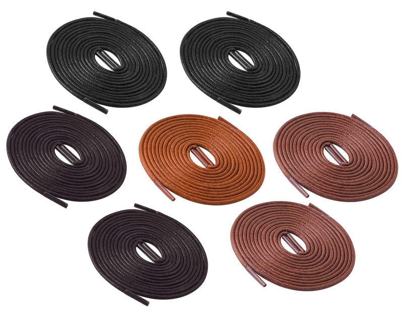 [Australia] - BB BROTHER BROTHER (7 Pairs) Colored Oxford Dress Shoe Laces | Shoe Strings 30’’ (76 cm) Black, Brown, Dark Brown, Tan 