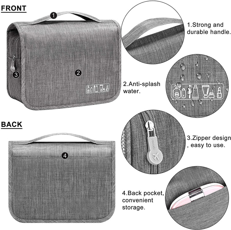 [Australia] - Acopton Portable Hanging Travel Toiletry Bag for Men and Womens Waterproof Bathrooom Shower Bag Multifunctional Cosmetic Makeup Organzier (Gray) Gray 