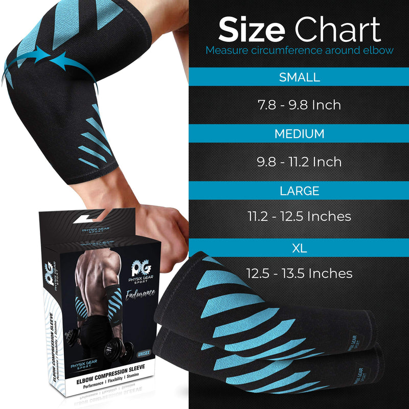 [Australia] - Elbow Compression Sleeve for Men & Women - Elbow Brace for Tendonitis and Tennis Elbow Relief, Golf Elbow, Joint Pains, Bowling, Weightlifting in Premium Breathable Fabric (1 Piece BLUE X-Large) Blue/Black (SINGLE) XL | 12.5"-13.5" Circumference 