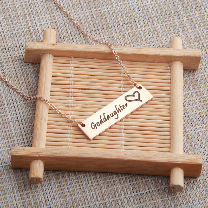 [Australia] - ENSIANTH Godmother Necklace Goddaughter Necklace Hand Stamped Bar Necklace Gift for Her RG-Goddaughter 