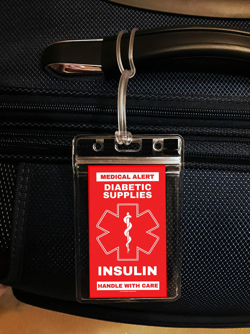 [Australia] - Insulin - Diabetic Supplies Medical Alert Equipment Luggage Tag - Handle with Care, DOT and ACAA regulations (MELT-119) Quantity (3) 3 