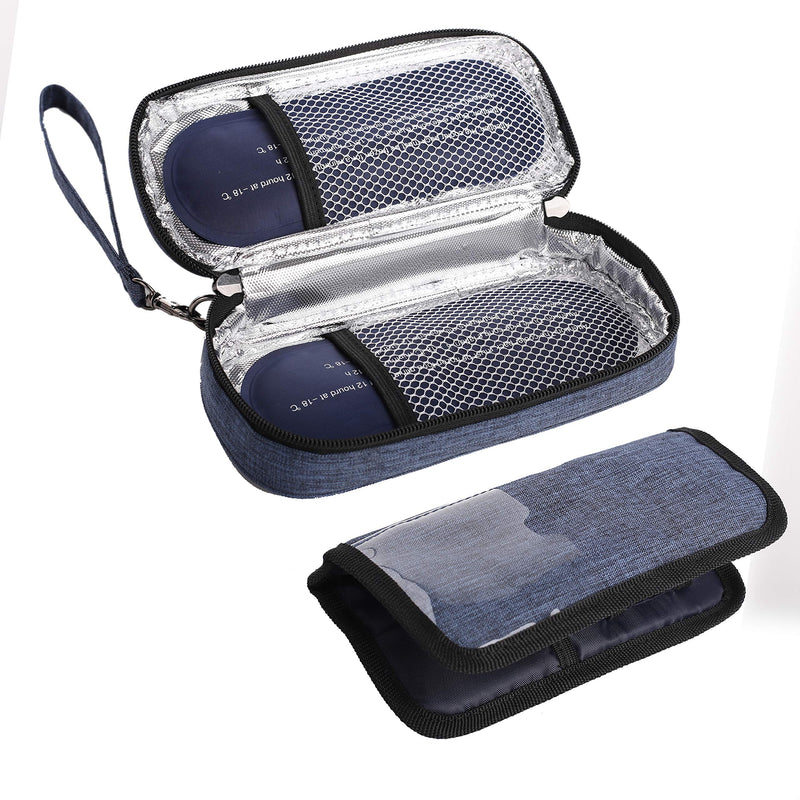 [Australia] - Apollo Walker Insulin Cooler Travel Case Diabetic Medication Cooler with 2 Ice Pack and Insulation Liner (Navy) Navy-small 
