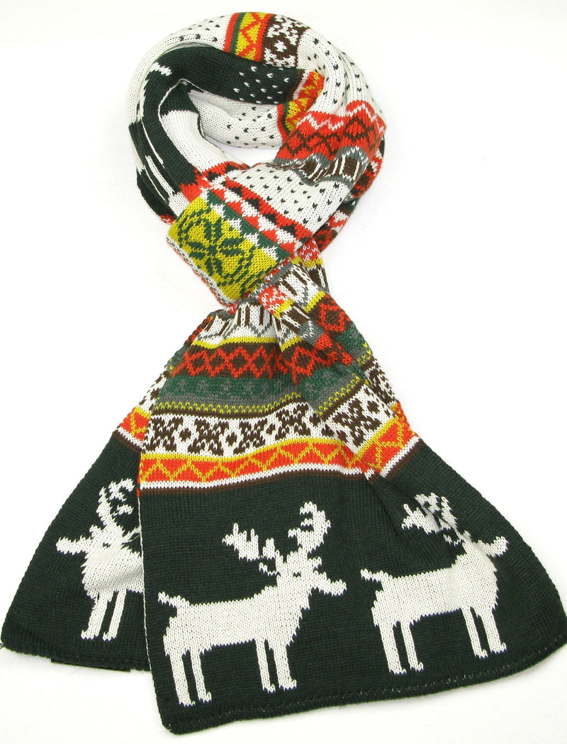 [Australia] - Lovarzi Winter Scarf for Women and Men - Reindeer Snowflake Christmas Scarves Green 