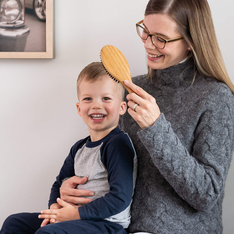 [Australia] - Boar Bristle Hair Brush Set - Work Best for Thin, Short and Fine Hair. Designed for Women, Men and Kids. Add Healthy Shine, Improve Texture, Reduce Frizz. Wood Detangler Comb 