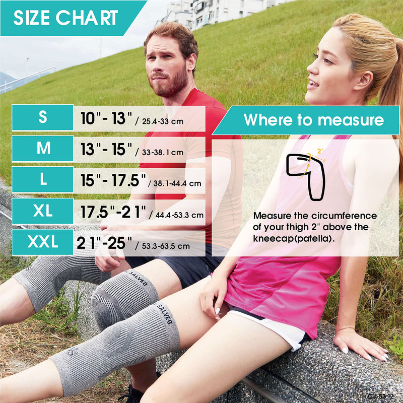 [Australia] - Vital Salveo Knee Sleeves-Knee Braces C3-COMFORT for Joint Pain Relief, Germanium and Charcoal Yarn Circulation For Men and Women (1 Pair)-X-Large X-Large 
