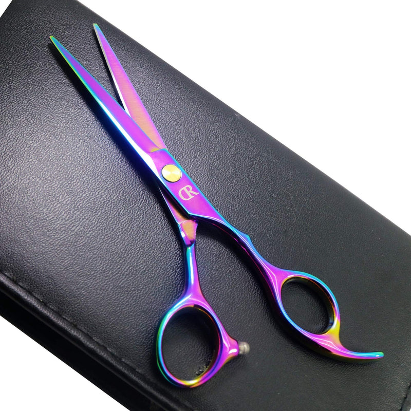 [Australia] - Professional Hair Cutting Shears,6 Inch Barber hair Cutting Scissors Sharp Blades Hairdresser Haircut For Women/Men/kids 420c Stainless Steel Rainbow Color (A) 