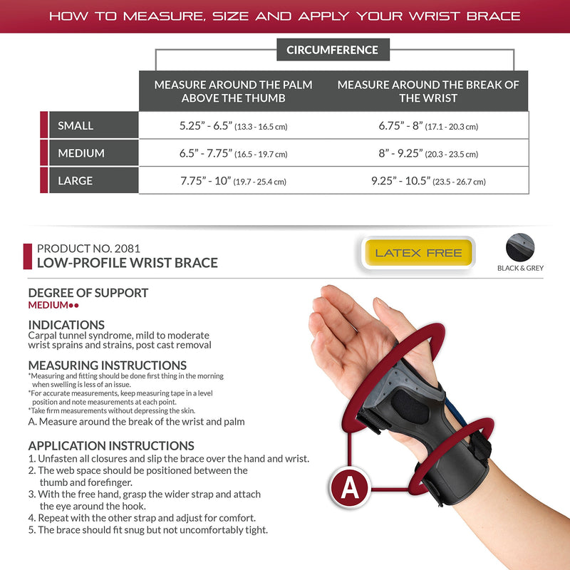 [Australia] - OTC Wrist Brace, Molded Exoskeleton, Low-Profile, Exolite, Medium (Left Hand) Black (Left Hand) 
