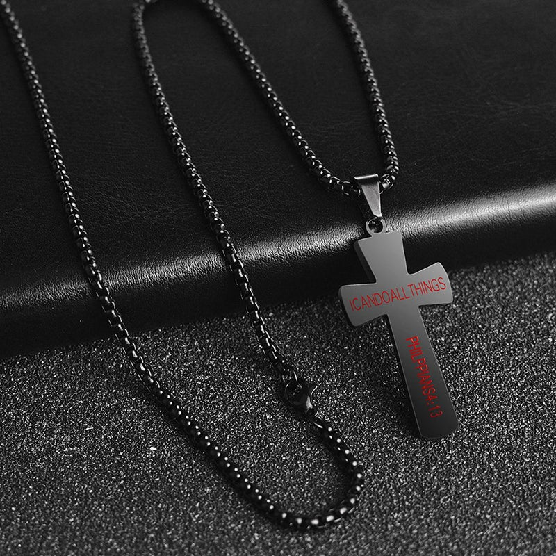 [Australia] - Boys Mens Baseball Cross Pendant Necklace 18K Gold Plated Bible Verse Stainless Steel Necklace Jewelry A-Black 