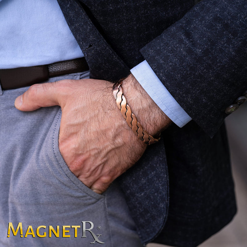 [Australia] - MagnetRX® Pure Copper Magnetic Bracelet - Magnetic Copper Bracelets for Men - Adjustable Cuff + Gift Box (Copper | Medium - Large) 