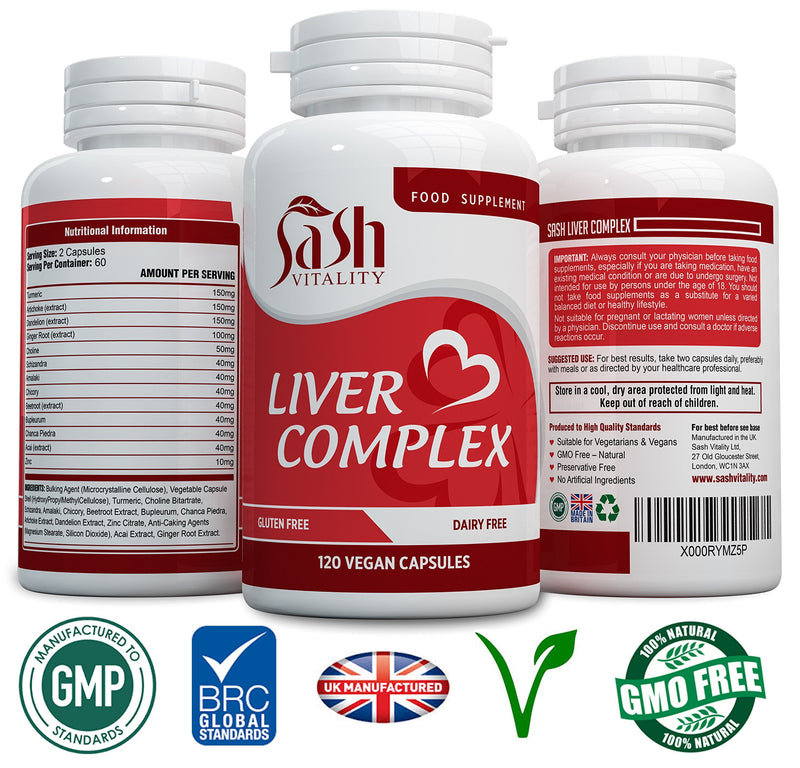 [Australia] - Liver Support Capsules High Strength | 13 Essential Natural Ingredients for Healthy Liver Function - Premium Liver Supplement | 120 Vegan Liver Pro Care Tablets – 8 Weeks Usage | UK Made Sash Vitality 