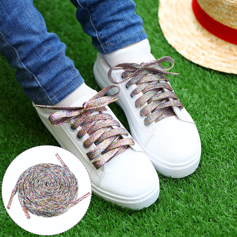 [Australia] - 6 Pairs Glitter Shoe Laces Sparkly Shiny Flat Shoelace for Sneakers Canvas Athletic Girls' Cheerleading Shoes 